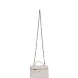 Chanel Top Handle Long Vanity Case with Chain White Shiny Caviar Light Gold Hardware - Thumbnail View 7