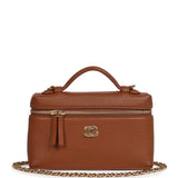 Chanel "Supple" Top Handle Long Vanity Case with Chain Camel Grained Calfskin Gold Hardware - Thumbnail View 1