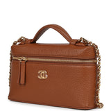Chanel "Supple" Top Handle Long Vanity Case with Chain Camel Grained Calfskin Gold Hardware - Thumbnail View 5