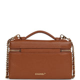 Chanel "Supple" Top Handle Long Vanity Case with Chain Camel Grained Calfskin Gold Hardware - Thumbnail View 4