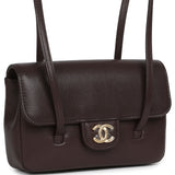 Chanel Mini Preppy Coco Clutch with Straps Dark Brown Shiny Caviar Brushed Gold Hardware - Thumbnail View 2