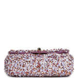 Chanel Mini Rectangular Flap Bag Light Purple, Pink, White, Multi Sequin Light Gold Hardware - Thumbnail View 6