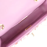 Chanel Mini Rectangular Flap Bag Light Purple, Pink, White, Multi Sequin Light Gold Hardware - Thumbnail View 8