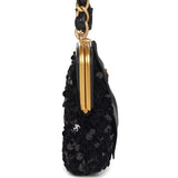 Pre-owned Chanel Mini Clutch with Bow Crossbody Bag Black Shiny Lambskin, Sequin Antique Gold Hardware - Thumbnail View 3