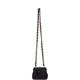 Pre-owned Chanel Mini Clutch with Bow Crossbody Bag Black Shiny Lambskin, Sequin Antique Gold Hardware - Thumbnail View 7