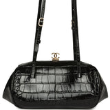 Chanel Clutch Bag with Leather Straps Black Croc Embossed Calfskin Gold Hardware - Thumbnail View 1