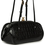 Chanel Clutch Bag with Leather Straps Black Croc Embossed Calfskin Gold Hardware - Thumbnail View 2