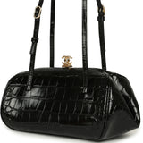 Chanel Clutch Bag with Leather Straps Black Croc Embossed Calfskin Gold Hardware - Thumbnail View 5