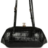 Chanel Clutch Bag with Leather Straps Black Croc Embossed Calfskin Gold Hardware - Thumbnail View 4