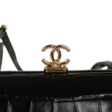 Chanel Clutch Bag with Leather Straps Black Croc Embossed Calfskin Gold Hardware - Thumbnail View 8