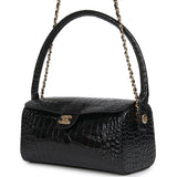 Chanel Barrel Clutch Bag with Chain Black Croc Embossed Calfskin Gold Hardware - Thumbnail View 5