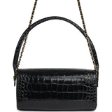 Chanel Barrel Clutch Bag with Chain Black Croc Embossed Calfskin Gold Hardware - Thumbnail View 4
