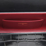 Chanel Barrel Clutch Bag with Chain Black Croc Embossed Calfskin Gold Hardware - Thumbnail View 9