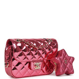 Chanel Mini Flap Bag and Star Coin Purse Pink Mirror Calfskin, Metallic Calfskin Light Gold Hardware - Thumbnail View 2