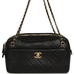 Chanel Small "Camerissimo" Camera Case Black Lambskin Gold Hardware