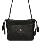 Chanel CC Drawstring Clutch with Leather Strap Black Lambskin Gold Hardware - Thumbnail View 1