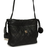 Chanel CC Drawstring Clutch with Leather Strap Black Lambskin Gold Hardware - Thumbnail View 2