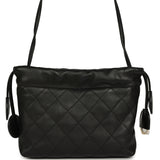 Chanel CC Drawstring Clutch with Leather Strap Black Lambskin Gold Hardware - Thumbnail View 4