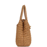 Chanel Small Kelly Dark Beige Raffia Brushed Gold Hardware - Thumbnail View 3