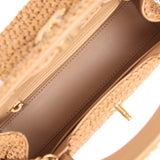 Chanel Small Kelly Dark Beige Raffia Brushed Gold Hardware - Thumbnail View 9