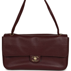 Chanel Maxi "Souplissimo" Small Flap Bag Dark Burgundy Grained Calfskin Gold Hardware
