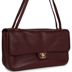 Chanel Maxi "Souplissimo" Small Flap Bag Dark Burgundy Grained Calfskin Gold Hardware