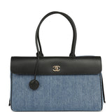Chanel Large "Urban Essential" East West Shopping Tote Blue Denim, Black Caviar Gold Hardware - Thumbnail View 1