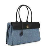 Chanel Large "Urban Essential" East West Shopping Tote Blue Denim, Black Caviar Gold Hardware - Thumbnail View 2