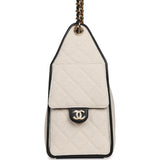 Chanel Small 25 Hobo Bag Ecru Canvas and Black Calfskin Gold Hardware - Thumbnail View 3