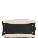 Chanel Small 25 Hobo Bag Ecru Canvas and Black Calfskin Gold Hardware - Thumbnail View 7