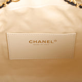Chanel Small 25 Hobo Bag Ecru Canvas and Black Calfskin Gold Hardware - Thumbnail View 8