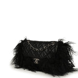 Pre-owned Chanel Medium "Tibet" Flap Bag & Mini Flap Bag Charm Black Lambskin, Goat Fur Silver Hardware - Thumbnail View 5
