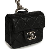 Pre-owned Chanel Medium "Tibet" Flap Bag & Mini Flap Bag Charm Black Lambskin, Goat Fur Silver Hardware - Thumbnail View 7