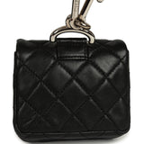 Pre-owned Chanel Medium "Tibet" Flap Bag & Mini Flap Bag Charm Black Lambskin, Goat Fur Silver Hardware - Thumbnail View 8
