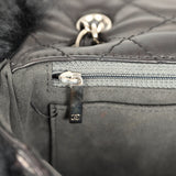 Pre-owned Chanel Medium "Tibet" Flap Bag & Mini Flap Bag Charm Black Lambskin, Goat Fur Silver Hardware - Thumbnail View 13