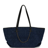 Chanel Large CC Shopping Tote Bag Dark Blue Denim, Black Calfskin Gold Hardware - Thumbnail View 1