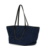 Chanel Large CC Shopping Tote Bag Dark Blue Denim, Black Calfskin Gold Hardware - Thumbnail View 5