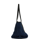 Chanel Large CC Shopping Tote Bag Dark Blue Denim, Black Calfskin Gold Hardware - Thumbnail View 3