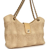 Pre-owned Chanel Small Shopping Bag Beige Braided Raffia Light Gold Hardware - Thumbnail View 2