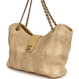 Pre-owned Chanel Small Shopping Bag Beige Braided Raffia Light Gold Hardware - Thumbnail View 5