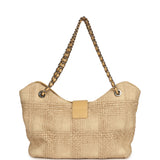 Pre-owned Chanel Small Shopping Bag Beige Braided Raffia Light Gold Hardware - Thumbnail View 4