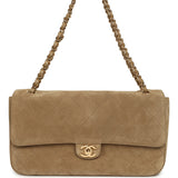 Chanel Maxi "Souplissimo" Small Flap Bag Dark Beige Suede Gold Hardware - Thumbnail View 1