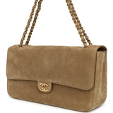 Chanel Maxi "Souplissimo" Small Flap Bag Dark Beige Suede Gold Hardware - Thumbnail View 5