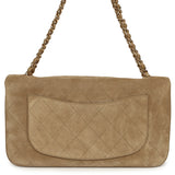 Chanel Maxi "Souplissimo" Small Flap Bag Dark Beige Suede Gold Hardware - Thumbnail View 4