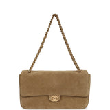 Chanel Maxi "Souplissimo" Small Flap Bag Dark Beige Suede Gold Hardware - Thumbnail View 7