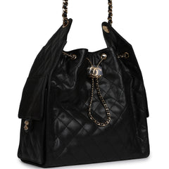 Chanel Medium 25 Hobo Bag Black Caviar Gold Hardware