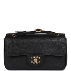 Chanel Mini "Souplissimo" Flap Bag Black Grained Calfskin Gold Hardware