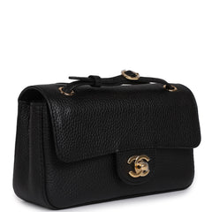Chanel Mini "Souplissimo" Flap Bag Black Grained Calfskin Gold Hardware