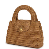 Chanel Small Kelly Shopper Dark Beige Raffia Brushed Gold Hardware - Thumbnail View 5