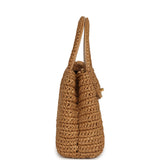 Chanel Small Kelly Shopper Dark Beige Raffia Brushed Gold Hardware - Thumbnail View 3